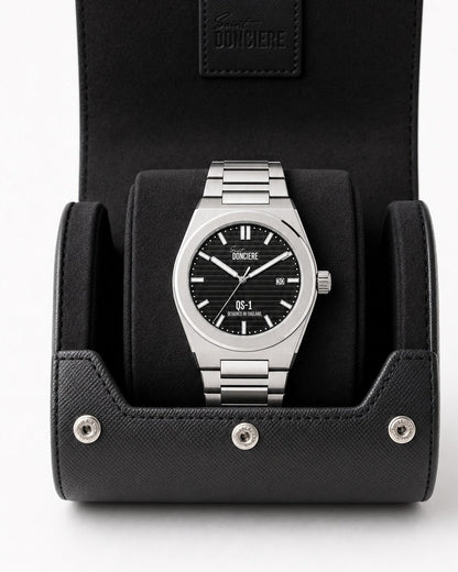 QS-1 Classic Frost Black with watch roll